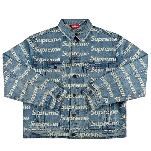 Supreme Jean Frayed Logos Trucker jacket NWT size XLG